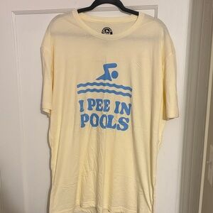 Cream Graphic Tee with Blue Print